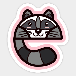 Racoon in Initial E Sticker